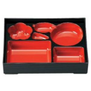 弁当箱仕切 9寸松花堂用ひょうたん仕切 朱天黒 樹脂製 f8-768-10