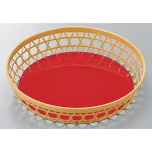 盛皿 9寸 ABS竹丸かご盛器 クリーム内朱 f8-370-14