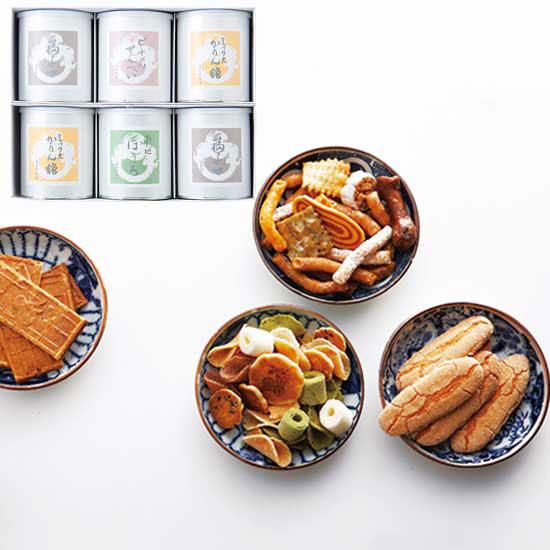福壽堂秀信 丸缶せんべい ６缶入 ミックスかりん糖 福よせ ピーナッツ煎餅 南地ぼうろ 和菓子 大阪...