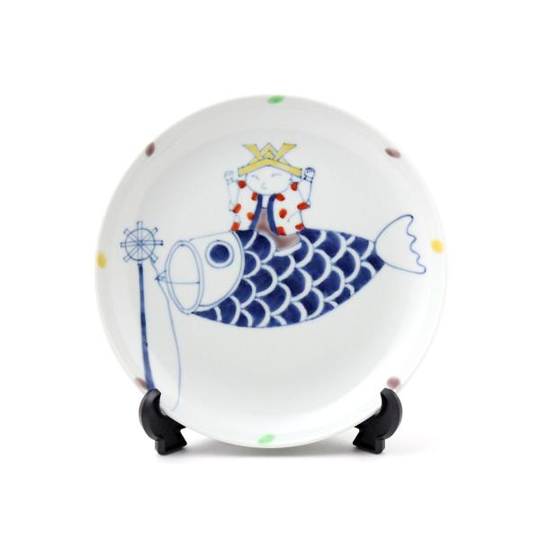 有田焼 名入れ子供食器 染錦こいたろう5.5寸丸皿【福珠窯（有田焼窯元）】端午の節句 子供の日 ご出...