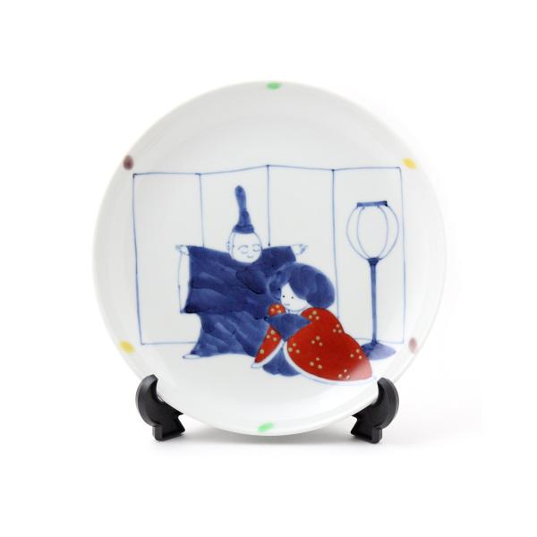 有田焼 名入れ子供食器 染錦ひなまつり5.5寸丸皿【福珠窯（有田焼窯元）】桃の節句 ひな人形 ご出産...