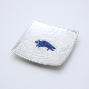 やちむん 民藝 読谷山焼 北窯 宮城正享 9寸皿 大皿 呉須唐草 上