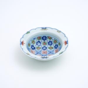 有田焼 オーバル皿 染錦丸紋つなぎ小判皿（中）【福珠窯（有田焼窯元