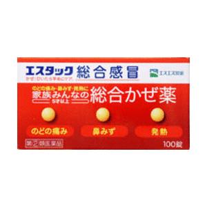 指定第2類医薬品　エスタック総合感冒 100錠　かぜの諸症状　熱　頭痛　せき　鼻水　のどの痛み　アセ...