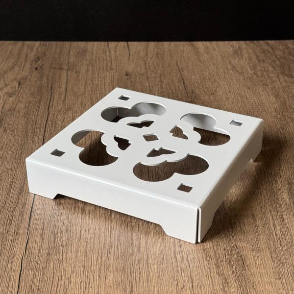 FUKULAB. 鉢台座 「ハート」 グロスホワイト size:M (150×150×30mm) 鉢...