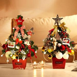 クリスマスツリー 卓上 40cm ミニツリー クリスマス飾り LEDライト付き イルミネーション 電池式 オーナメント おしゃれ キラキラ 雰囲気満々 クリスマスプレゼ