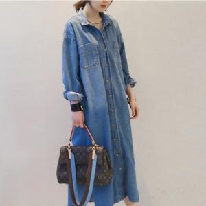 デニムワンピース シャツワンピース ジーンズ ロ...の商品画像