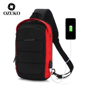 ボディバッグ メンズ ショルダーバッグ USBポート 携帯充電 2Way 斜め掛け バッグ OZUKO 防水 大容量 軽量 ナイロン製 鞄｜fukumiru
