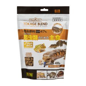 トカゲブレンドフード 400g GEX(ジェックス) 爬虫類 両生類 雑食性 昆虫食 エサ アメリカミズアブ ドライ ペレット トカゲ レオパ イモリ｜fukumomoland