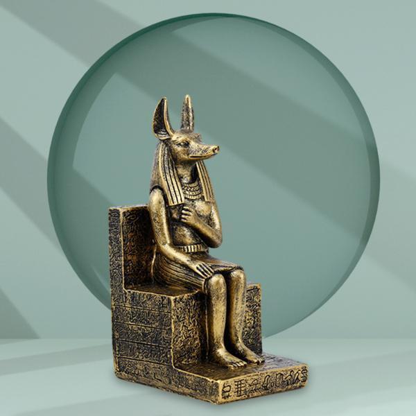 神話のエジプトのアヌビス像置物樹脂家の装飾金の犬