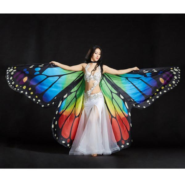 レディース大人エジプトベリーダンスカラフルな蝶の天使イシスの翼の衣装