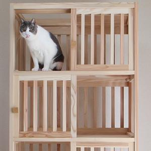 猫さんの無垢ケージ(白木タイプ)3段の詳細画像1