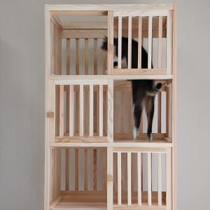 猫さんの無垢ケージ(白木タイプ)3段の詳細画像2