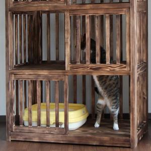 猫さんの無垢ケージ(焼杉タイプ)4段の詳細画像4
