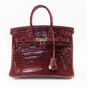 HERMES エルメス バーキン 25 クロコダイル 二ロティカス ルージュアッシュ ハンドバッグ □L刻印 2222326【B商品】｜fukuoh