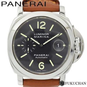 PANERAI パネライ ルミノール マリーナ 腕時計 44mm 黒文字盤×ブラウンベルト SS×レザー PAM00104 中古 (送料無料)｜fukuoh