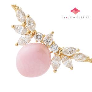ミキモト コンクパール ダイヤモンド 計1.29ct 18金イエローゴールド ネックレス【中古】