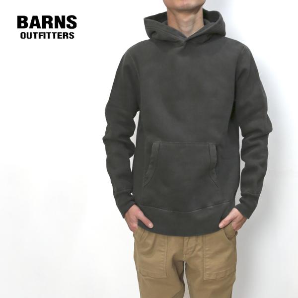 BARNS/バーンズ プルパーカーPullover Hoodie【Pigment Dye】BLACK