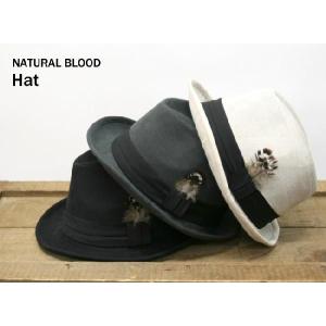 NATURAL BLOOD 羽根付きガーゼチェック中折れハット｜fukuraku-store