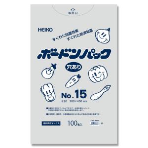 ヘイコー ボードンパック 防曇袋 野菜 青果 生鮮 0.02mm厚 穴あり No.15 ※4穴 100枚｜fukuro-oukoku