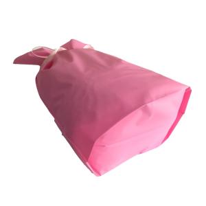 梨地リボン付き巾着袋(底マチ付き)ピンクM 2...の詳細画像2