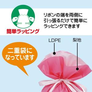梨地リボン付き巾着袋(底マチ付き)ピンクM 2...の詳細画像4