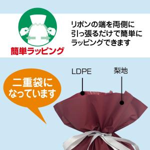 梨地リボン付き巾着袋(底マチ付き)ワインレッド...の詳細画像4