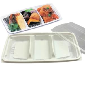 送料無料/直送” テイクアウト容器 T-丼麺 黒 (中皿穴あり・内嵌合蓋U穴