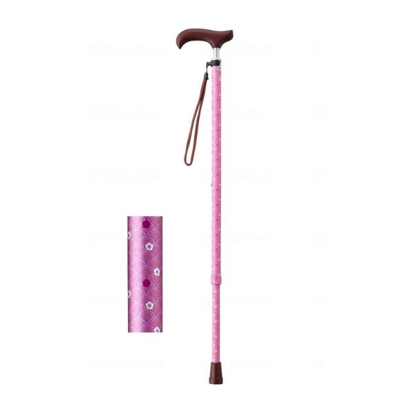 ウェルファン 夢ライフステッキ スリムネック伸縮スリムタイプ（柄） 介護用品 梅青海波ピンク シニア...
