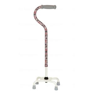 ウェルファン 夢ライフ 4点ステッキ 花柄シルバー 自立式多点杖