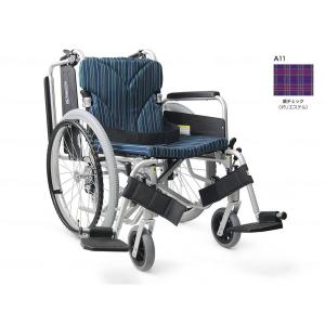 カワムラサイクル 簡易モジュール自走用 中床タイプ 車いす 紫チェック 座幅38cm KA820-38B-M