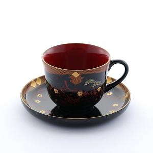 和食器 コーヒーカップ 夫婦 越前塗り ペア 木合 チューリップ