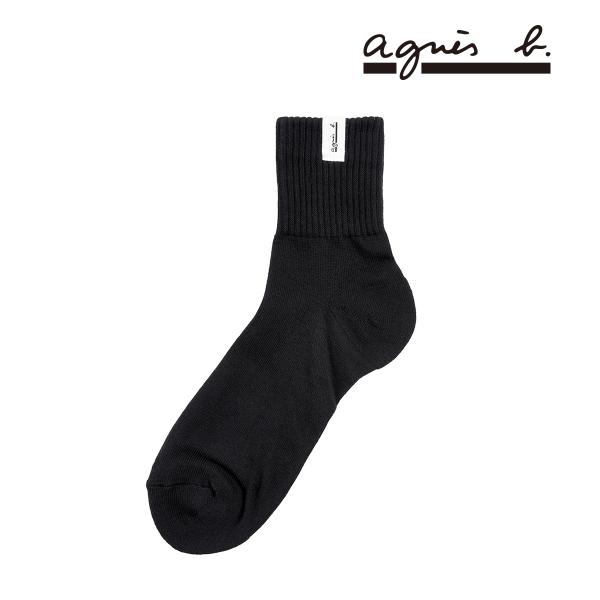 福助 agnes b.  靴下  無地 クルー丈 ブランドロゴネーム付き(6Q523) 表糸綿100...