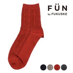 福助 公式 靴下 クルー丈 レディース fukuske FUN Good Basic Socks ケーブル柄 つま先かかと補強 履き口ソフト 3262-05L 婦人 女性 フクスケ fukuskeの商品画像