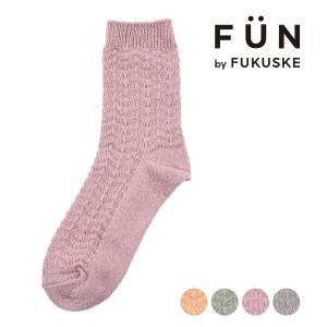 福助 公式 靴下 クルー丈 レディース fukuske FUN ヘリンボーン柄 3262-86L 婦人 女性 フクスケ fukuskeの商品画像