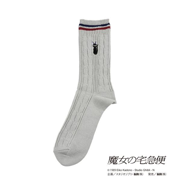 福助 スタジオジブリ  靴下  ケーブル柄 ワンポイント クルー丈 ジジ(029-2406) キャラ...