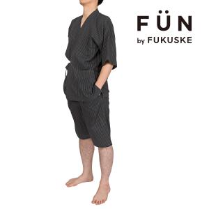 fukuske FUN(フクスケファン) 甚平 太ライン 上下セット 綿100％ 福助 公式 紳士 男性フクスケ fukuske｜福助公式オンラインストア