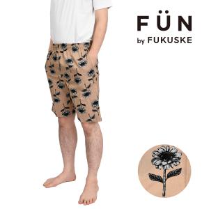 fukuske(フクスケ) ： ひまわり柄 ハーフパンツ ステテコ 麻混(RM9P0003) 紳士 男性 メンズ インナー 肌着 下着 フクスケ fukuske 福助 公式｜fukuskeonline
