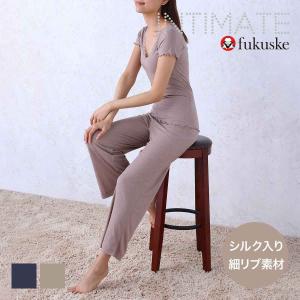 レギンス レディース fukuske INTIMATE シルク入り 細リブ