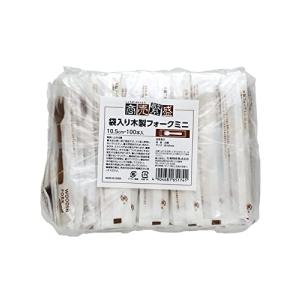 大和物産 使い捨て 木製 ミニフォーク 100本 10.5cm 商売繁盛