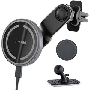 OHLPRO Mag-Safe対応 車載ホルダー マグネット式 15W ワイヤレス充電器 iphone12/13シリーズに最適 iphone 1