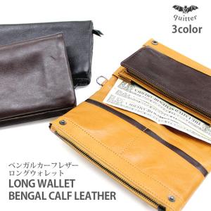 財布 メンズ 長財布 ベンガルカーフレザー ロング ウォレット 革 日本製 本牛革 フラップ quitter 福助｜fukusukeshop