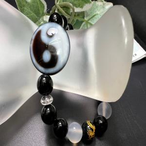 龍眼天珠紐ブレス 純銀シルバー 最高のパワー権力 金運財運 魔除け