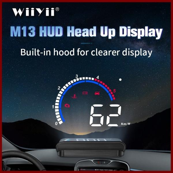 最新 M13 車HUD ヘッドアップディスプレイ OBD2 + GPS EUOBD 過速度警告システ...