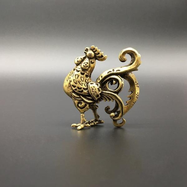 コレクタブル 中国真鍮彫刻 干支動物 チキン 小彫像
