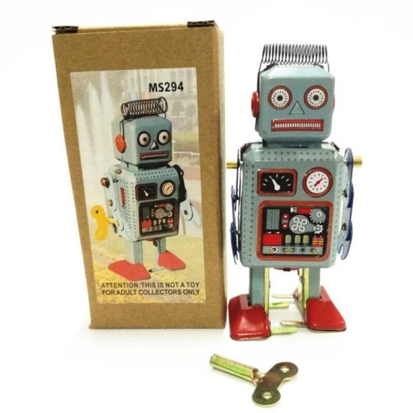 新しい子供キッズおもちゃノベルティヴィンテージ機械式仕掛けのウインドアップメタル歩行ロボットブリキの...
