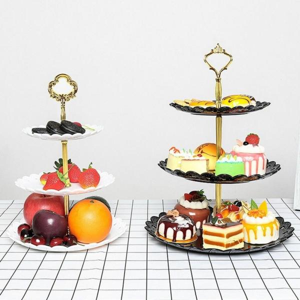 3 層ケーキ スタンド ウェディングケーキ プレート アフタヌーンティー スタンド デザート パーテ...