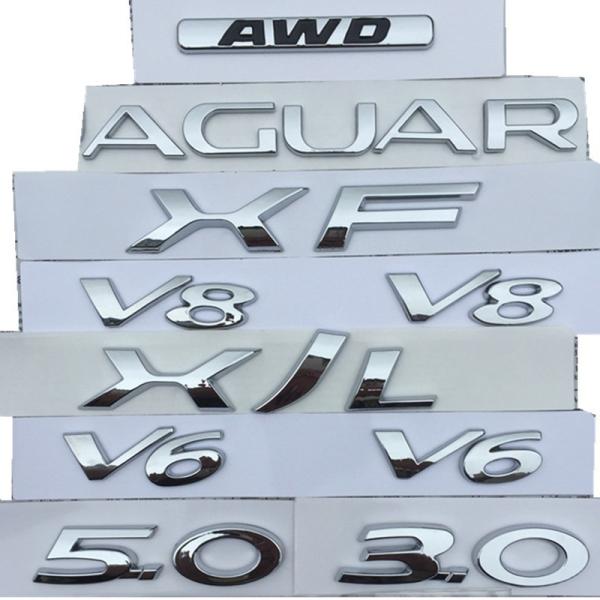 V6 V8 3.0 5.0 AWD XF XJL 手紙エンブレムジャガークロームバッジフェンダートラ...