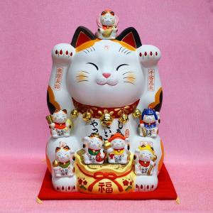 招き猫 置物 開運 縁起物 金運 貯金箱)常滑焼 招き猫（黒10号 左手