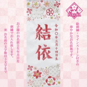 雛人形 名前旗 総刺繍 お雛様(雪輪に花 小 ...の詳細画像1